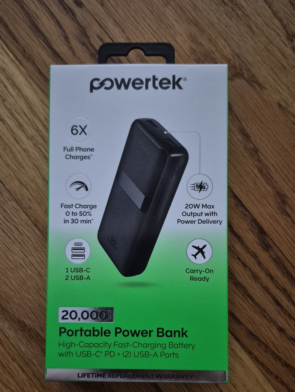 20,000mAh Portable Power Bank - Black